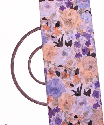 White Colour Floral Digital Print Chiffon Fabric